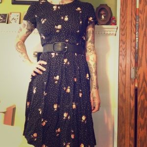 black floral polka dot dress